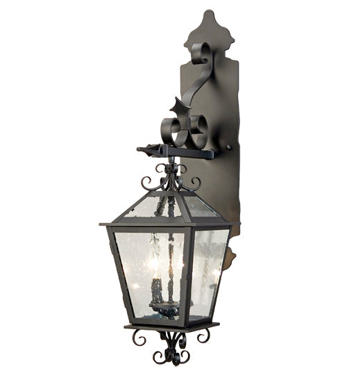 Meyda Lighting Cornell 9" Blackwash Bracket Wall Sconce With Clear Seeded Shade Glass
