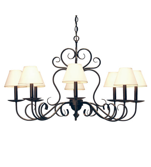 Meyda Lighting Corrina 36" 8-Light Blackwash Chandelier With Cream Textrene Shade