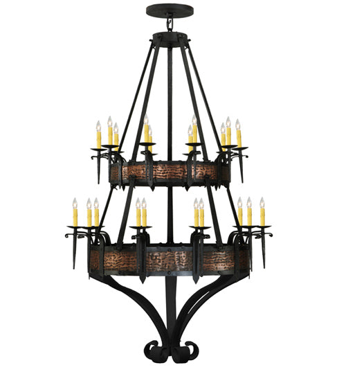 Meyda Lighting Costello 48" 20-Light 2-Tier Costello Black and Blackened Copper Chandelier With Ivory Faux Candlelight