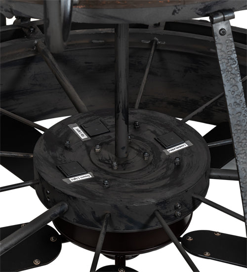 Meyda Lighting Costello 74" 34-Light 2-Tier Costello Black & Blackened Copper Chandelier and Fan