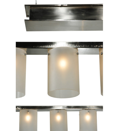 Meyda Lighting Counter Weight 71" 20-Light Brushed Nickel Chandelier With Frosted White Opal Shade Glass