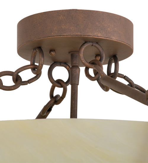 Meyda Lighting Covina 30" 4-Light Antique Rust Semi-flush Mount Light With Beige Botticino Idalight Shade