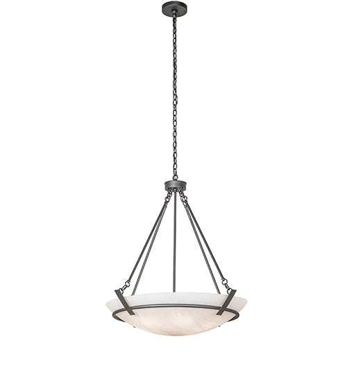 Meyda Lighting Covina 36" 6-Light Gunmetal Inverted Pendant Light With Angelwing Idalight Shade