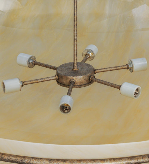 Meyda Lighting Covina 46" 8-Light LED Corinth Inverted Pendant Light With Beige Sahara Taupe Idalight Shade Glass