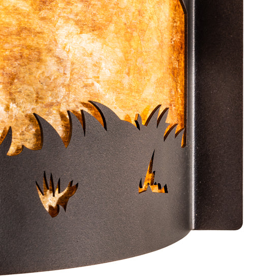 Meyda Lighting Cowboy 12" Mahogany Bronze Wall Sconce With Amber Mica Shade Glass
