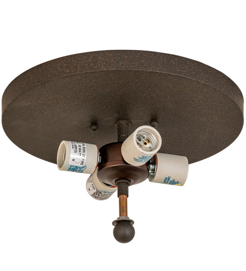 Meyda Lighting Cowboy 170453 22" 4-Light Dark Roast Flush Mount Light With Silver Mica Shade Glass