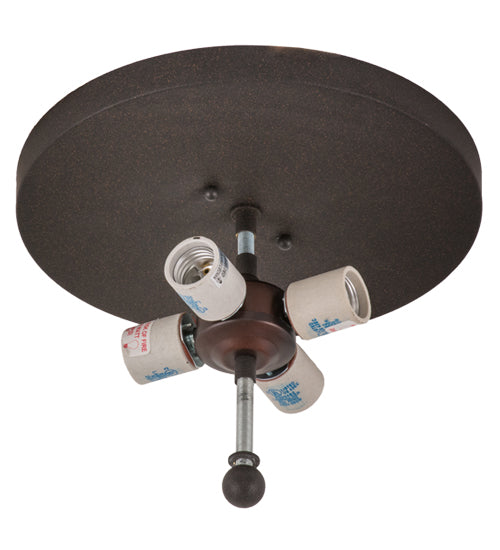 Meyda Lighting Cowboy 22" 4-Light Dark Roast Flush Mount Light With Silver Mica Shade Glass