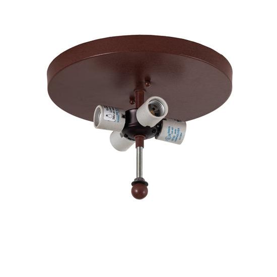 Meyda Lighting Cowboy 23" 4-Light Rust Flush Mount Light With Amber Mica Shade Glass