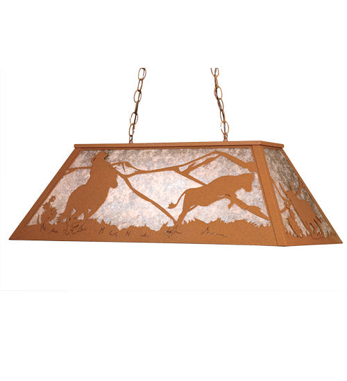 Meyda Lighting Cowboy & Steer 33" 6-Light Rust Island Pendant Light With Silver Mica Shade Glass
