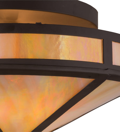 Meyda Lighting Craftsman 16" 2-Light Oil Rubbed Bronze Prime Flush Mount Light With Beige Iridescent Shade Glass
