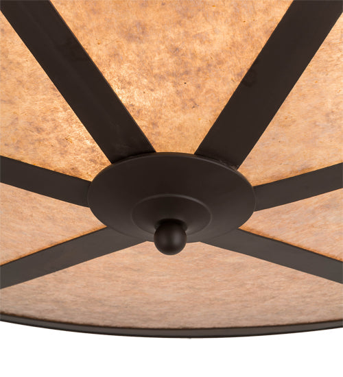 Meyda Lighting Craftsman 42" 6-Light Oil Rubbed Bronze Prime Flush Mount Light With Silver Shade Glass