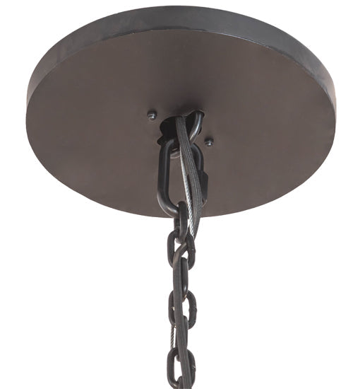 Meyda Lighting Cretella 197782 65" 34-Light Solar Black Chandelier With Beige Shade Glass