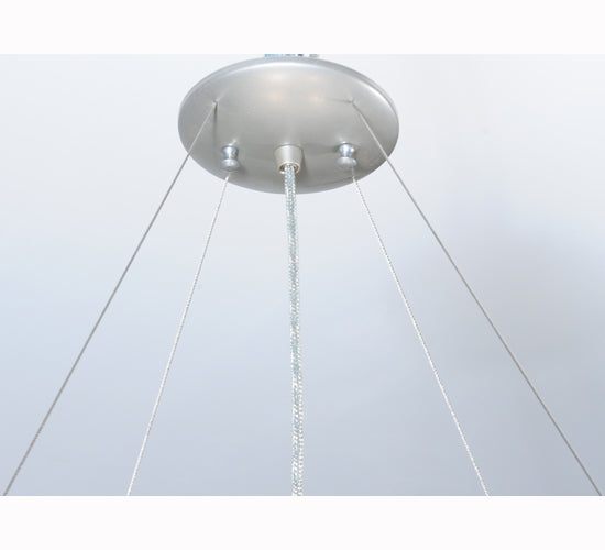 Meyda Lighting Crinkle 28" 4-Light Nickel Ramoscelli Inverted Pendant Light With Fused White & Beige Shade Glass