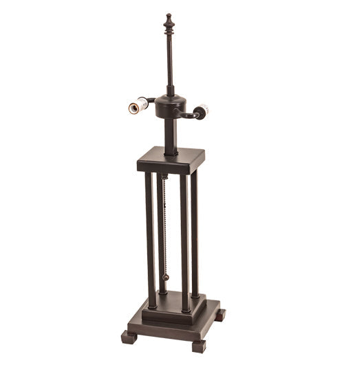 Meyda Lighting Cross Mission 24" 2-Light Mahogany Bronze Table Lamp With Beige Iridescent Shade Glass