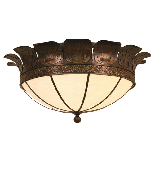 Meyda Lighting Crowne 40" 4-Light Cajun Spice Flush Mount Light With Botticino Idalight Shade Glass