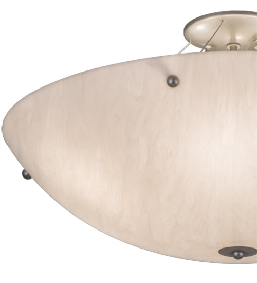 Meyda Lighting Cypola 248028 24" 6-Light Nickel Flush Mount Light With Whitestone Idalight Shade