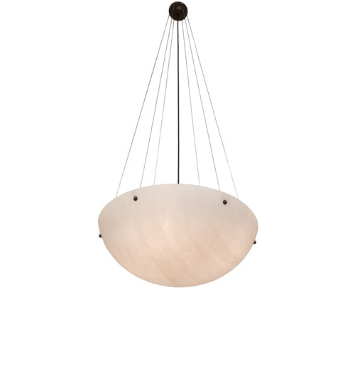 Meyda Lighting Cypola 30" 4-Light Timeless Bronze Inverted Pendant Light With Whitestone Idalight Shade