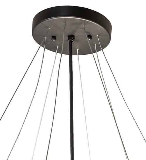 Meyda Lighting Cypola 36" 6-Light Solar Black Inverted Pendant Light With Beige Alabaster Idalight Shade
