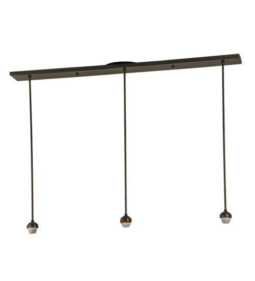 Meyda Lighting Daffodil Bell 50" 3-Light Timeless Bronze Island Pendant Light With Multi-Colored Shade Glass