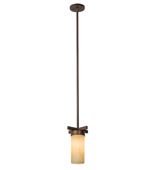 Meyda Lighting Dante 8" Cimarron Bronze Mini Pendant Light With Botticino Idalight Shade