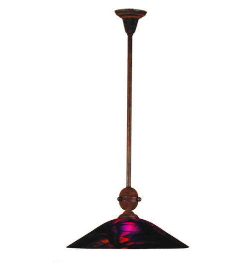 Meyda Lighting Deco Ball 21" Vintage Copper Cabernet Swirl Pendant Light With Burgundy Red Shade Glass