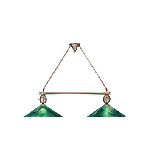 Meyda Lighting Deco Ball 48" 2-Light Brushed Nickel Mente Swirl Island Pendant Light With Green Shade Glass