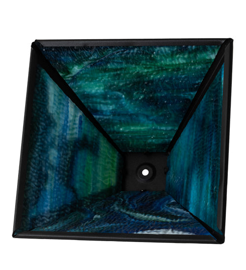 Meyda Lighting Deer 16" Textured Black Frame With Green & Blue Shade Glass