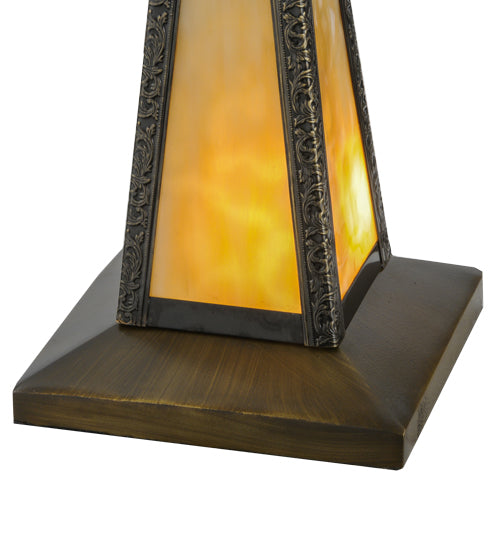 Meyda Lighting Deer Lodge 21" 2-Light Craftsman Brown Highlighted Table Lamp With Multi-Colored Shade Glass and Lighted Base