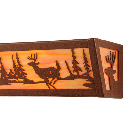 Meyda Lighting Deer at Lake 20" 2-Light Rust Vanity Light With Ruby Shade Glass