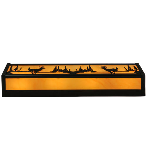 Meyda Lighting Deer at Lake 24" 4-Light Timeless Bronze Vanity Light With Beige Tawnyrock Idalight Shade Glass
