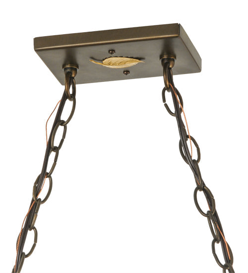 Meyda Lighting Deer at Lake 48" 6-Light Antique Copper Island Pendant Light With Silver Mica Shade Glass
