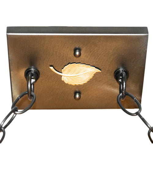 Meyda Lighting Deer at Lake 60" 9-Light Antique Copper Island Pendant Light With Amber Mica Shade Glass