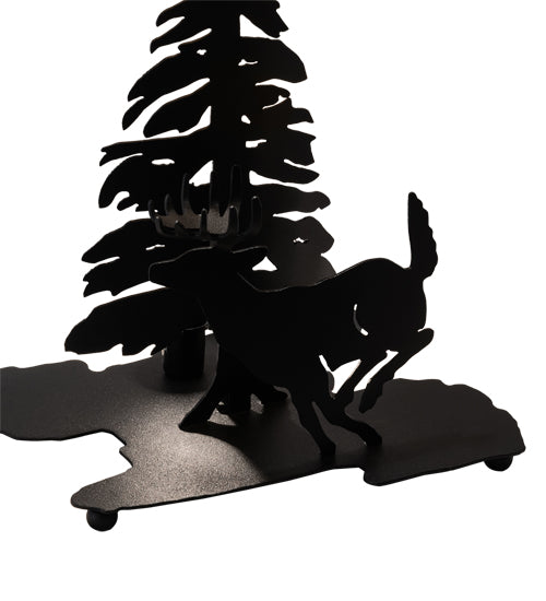Meyda Lighting Deer through the Trees 13" 2-Light Textured Black Table Lamp Base