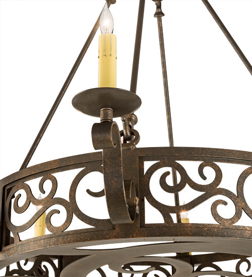 Meyda Lighting Delano 36" 8-Light Gilded Tobacco Chandelier With Ivory Faux Candlelight