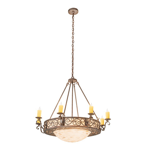 Meyda Lighting Delano 42" 12-Light Cajun Spice Bowl Chandelier With Sable Idalight Shade Glass