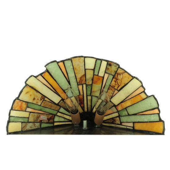 Meyda Lighting Delta 13" 2-Light Jadestone Wall Sconce With Multi-Colored Shade Glass