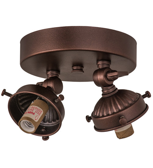 Meyda Lighting Delta 15" 2-Light Mahogany Bronze Flush Mount Light With Multi-Colored Jadestone Shade