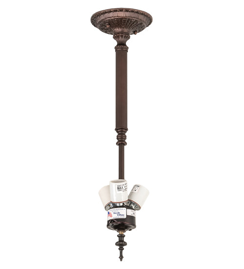 Meyda Lighting Delta 17" 3-Light Mahogany Bronze Inverted Pendant Light With Multi-Colored Jadestone Shade