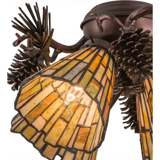 Meyda Lighting Delta 18" 4-Light Mahogany Bronze Jadestone Semi-flush Mount Ceiling Fan Light