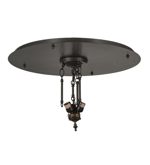 Meyda Lighting Delta 24" 3-Light Timeless Bronze Flush Mount Light With Multi-Colored Jadestone Shade