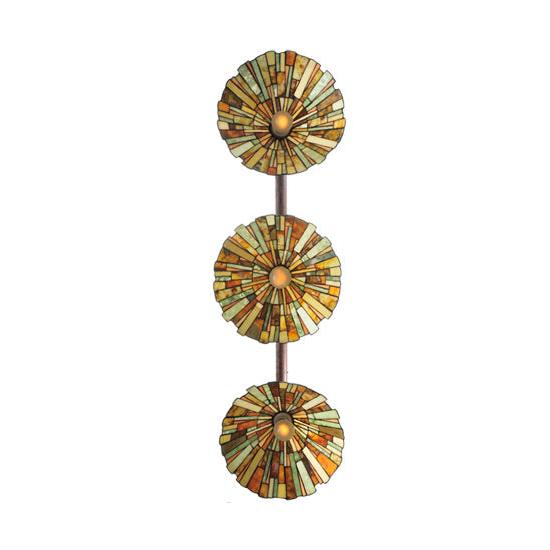 Meyda Lighting Delta 47" 3-Light Jadestone Island Pendant Light With Multi-Colored Shade Glass