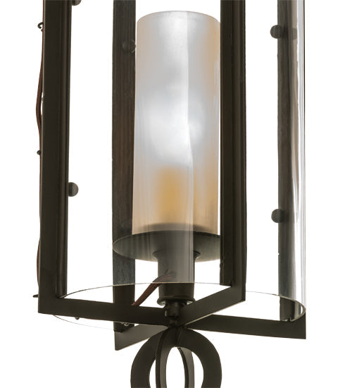 Meyda Lighting Delta 8" Oil Rubbed Bronze Pendant Light With Frosted Clear Shade Glass