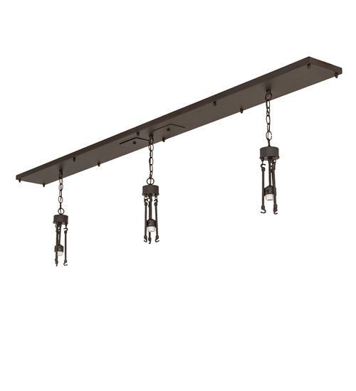Meyda Lighting Delta 84" 3-Light Oil Rubbed Bronze Island Pendant Light With Brown & Beige Jadestone Shade