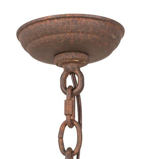 Meyda Lighting Desert Arrow 30" 7-Light Rusty Nail Chandelier With Amber Mica Shade Glass