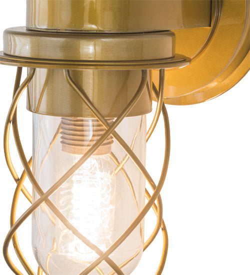 Meyda Lighting Desmond 7" Gold Matte Helix Wall Sconce With Clear Shade Glass