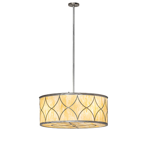 Meyda Lighting Diamond 30" 4-Light Raw Steel Cilindro Pendant Light With Creme Carrara Idalight Shade