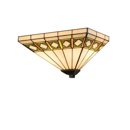 Meyda Lighting Diamond Band Mission 14" 2-Light Wall Sconce With Multi-Colored Shade Glass