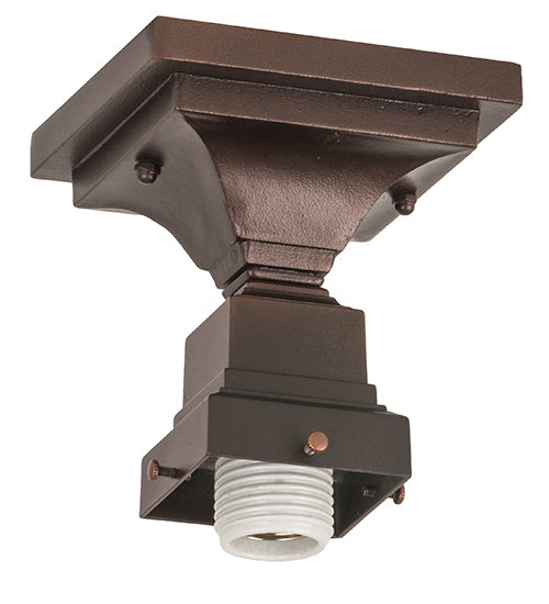 Meyda Lighting Diamond Band Mission 185602 7" Mahogany Bronze Flush Mount Light With Multi-Colored Shade Glass