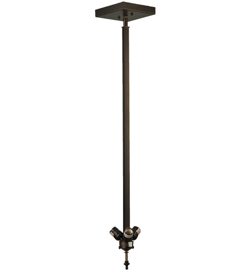 Meyda Lighting Diamond Band Mission 24" 3-Light Mahogany Bronze Inverted Pendant Light With Multi-Colored Shade Glass