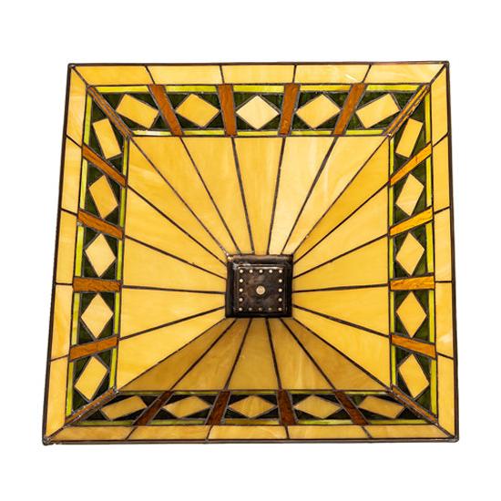 Meyda Lighting Diamond Band Mission 24" Beige & Green Shade Glass